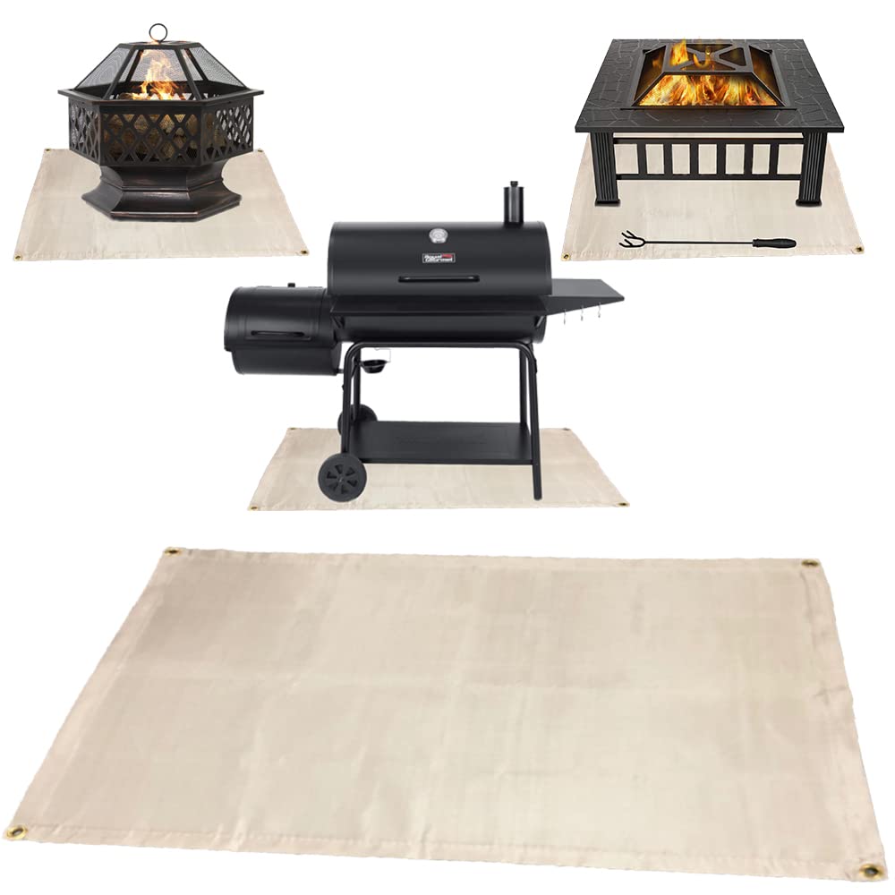 BBQ Mat - Portable Fire Blanket Protective Patio Insulation Pads Temperature Resistant Flame Retardant Stove Floor Grill Mat