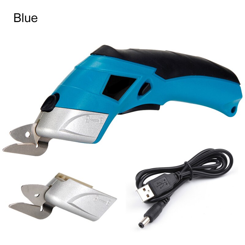 110v/220v elektriska sladdlösa saxar multifunktionell handhållen skärdukmaskin läderklippning elektrisk sax: Blå