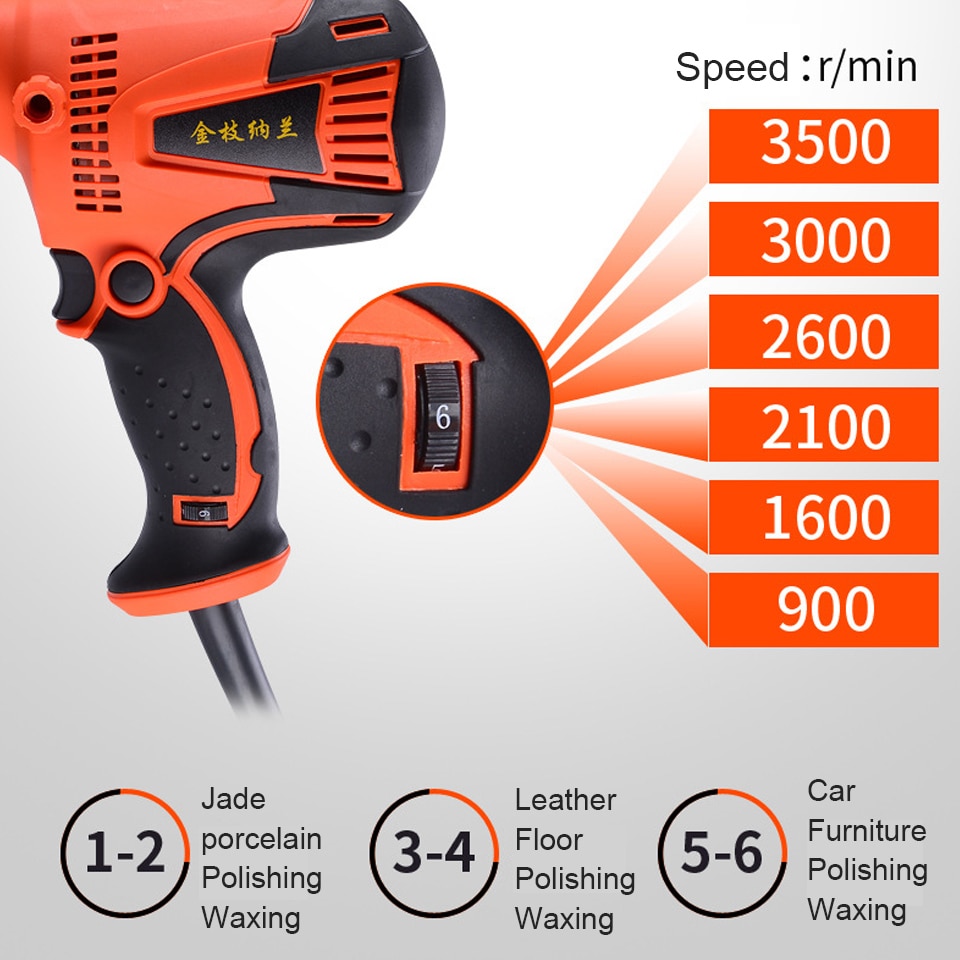 Goxawee sähköinen kiillotuskone auton kiillotuskone hiomakone 6- nopeuksinen hiomakone vahaus pinnoitus- ja puhdistustyökalut auton lisävarusteet