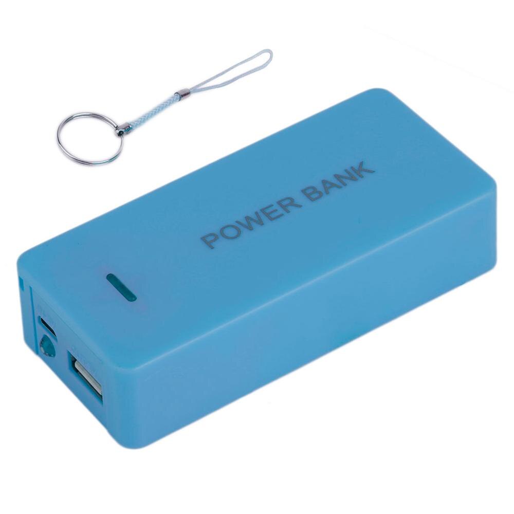 Portable Power Bank Case External Mobile Backup Powerbank Battery Case USB Universal Charger Adapter Storage Box: Blue