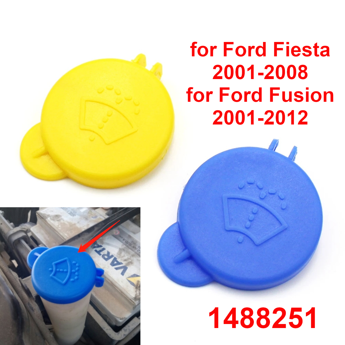 Bil vindusvisker spylervæske lokk vanntank flaskelokk deksel 1488251 for ford fiesta v fusion figo ec