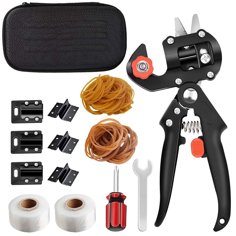 Garden Grafting Tool Kit, 2-In-1 Pruning Tool Kit for Grape Fruit Tree Grafting, with Rubber Band and Blade for Grafting: Default Title