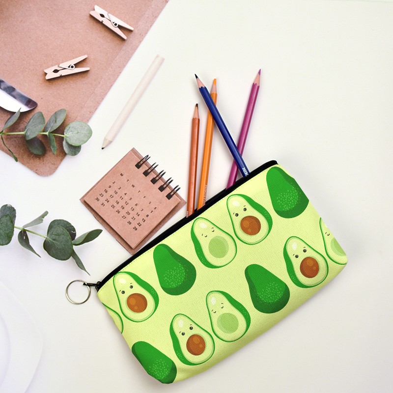 Avocado Print Pencil Case Kawaii Pen Case School Supplies Pencil Bag Large Capacity Pencil Pouch Stationery Kids