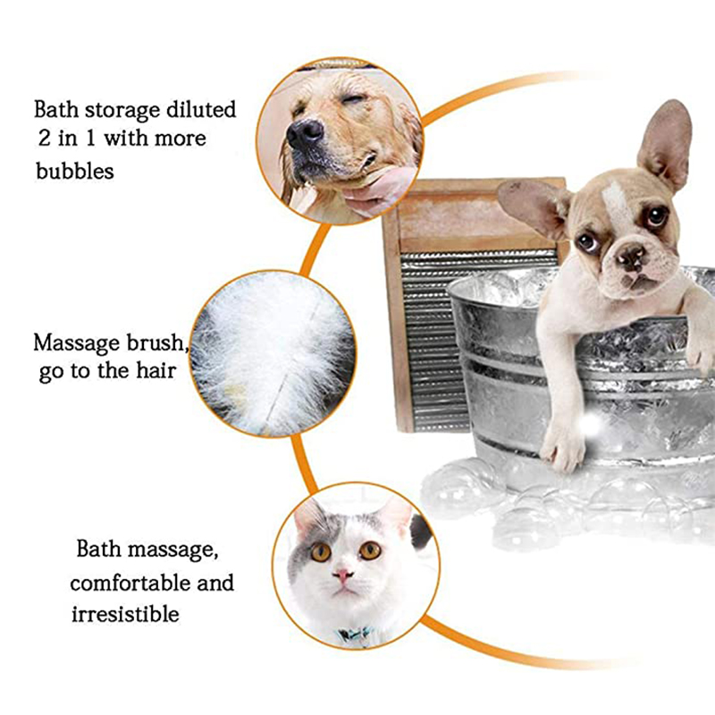 Cepillo de baño 2 en 1 para mascotas, cepillo de masaje de silicona para perros y gatos, aseo para el pelo, herramienta de limpieza para perros, suministros para mascotas