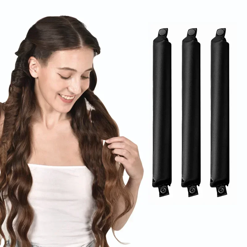 Heatless Haar Krultang Curling Rod Hoofdband Geen Warmte Haarrollers Satijn Luie Krullen Zachte Krulspelden Slapen Flexi Staven Styling Tools: YELLOW