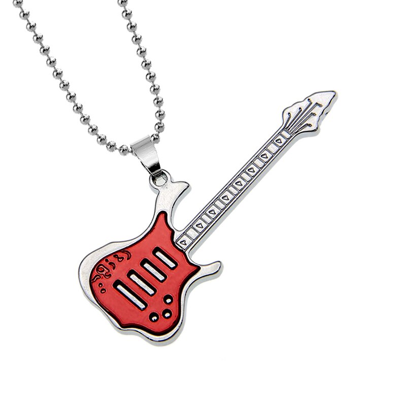 Punk Stijl Roestvrij Bas Ketting Cool Mannen Muzikale Gitaar Hanger Jongen Sieraden Accessoires Vrouwen Trui Keten: Red Bead Chain