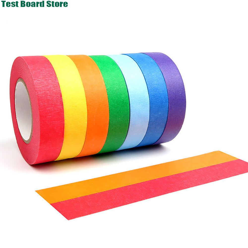 7 rolos de fita adesiva colorida, fita de artista arco-íris, fita de papel artesanal, etiqueta artesanato, decoração diy, decoração de codificação, ensino: Default Title
