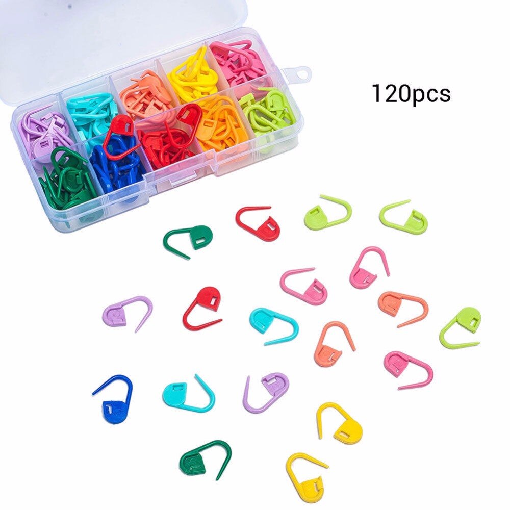 120 Stks/doos Mix Kleuren Mini Case Breien Accessoires Haak Locking Stitch Plastic Markers