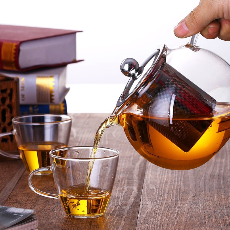 Theepot Hittebestendige Filter Glazen Theepot Bloem Thee Set Theepot Roestvrij Staal Zwarte Thee Kokend Thee Ketel Waterkokers