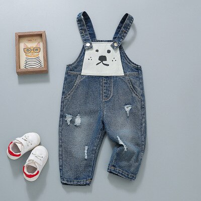 Tuta in Denim di cartone animato per bambini primavera coreana Baby Jean 2021 Spring Baby Boys tuta in Denim Toddler Cowboy pantaloni tute: 18m