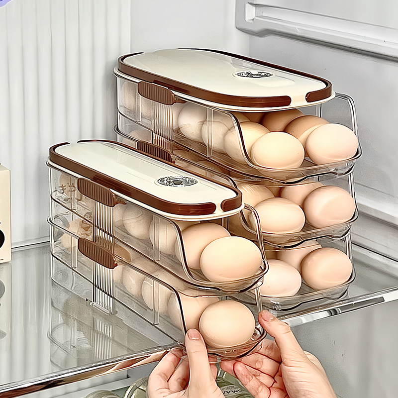 1 STKS Thuis Koelkast Ei Organisator Glijdende Eierdoos Automatische Eierroller Organisator Keuken Aanrecht Eierplank