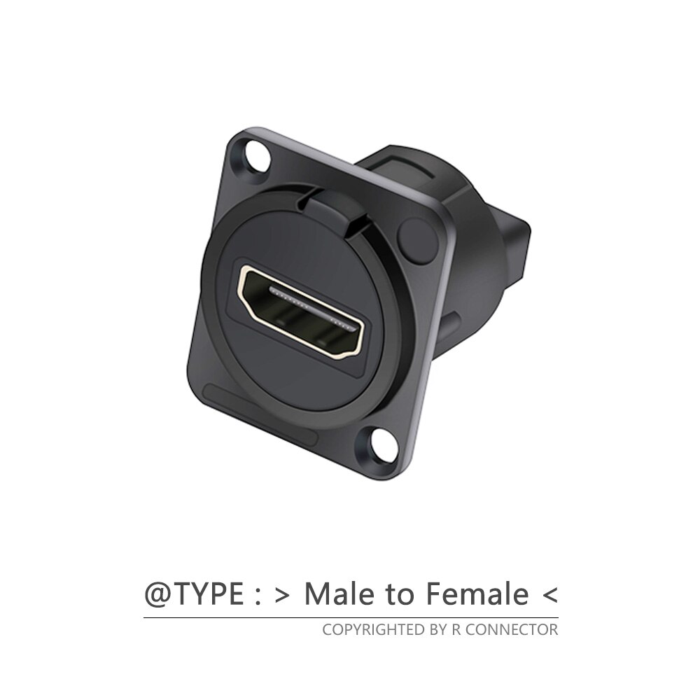 Conector HDMI para chasis, adaptador de alimentación con enchufe hembra de tipo D montado en panel, 1 unidad: Black - F to M