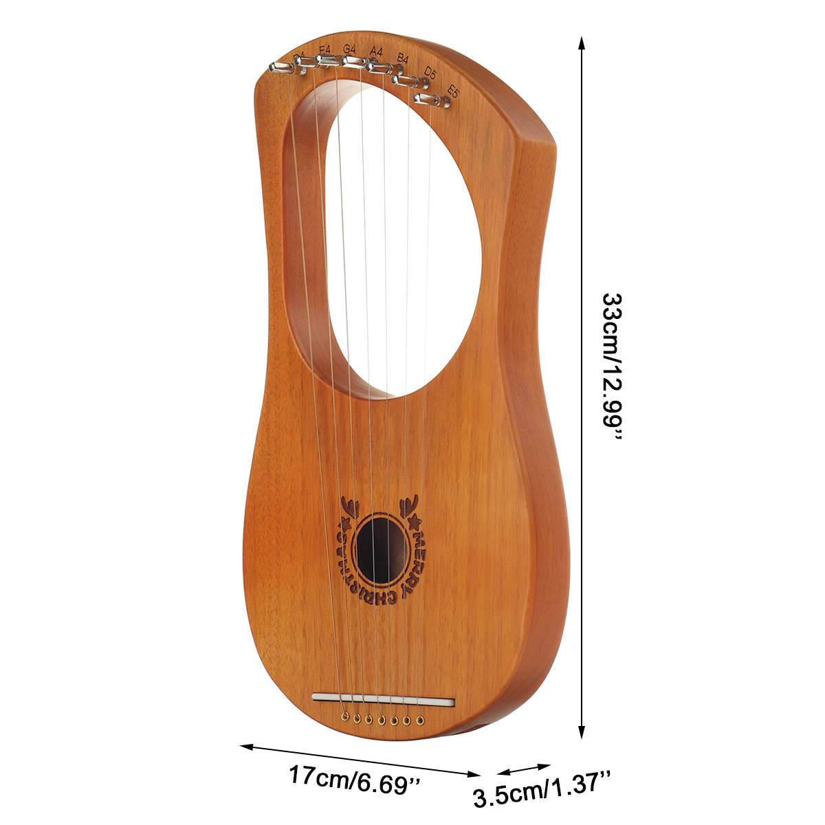 Træ mahogni 7 -strenget lyre harpe strenge musikinstrument med pickup tuning hammer rengøringsklud harpe instrument