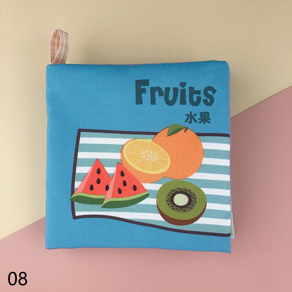 Infant Book Baby Fruit Animal Tails Rustle Book Early Development Cloth Book Inspire Brains Early Education Activity Books Toys: Fruit