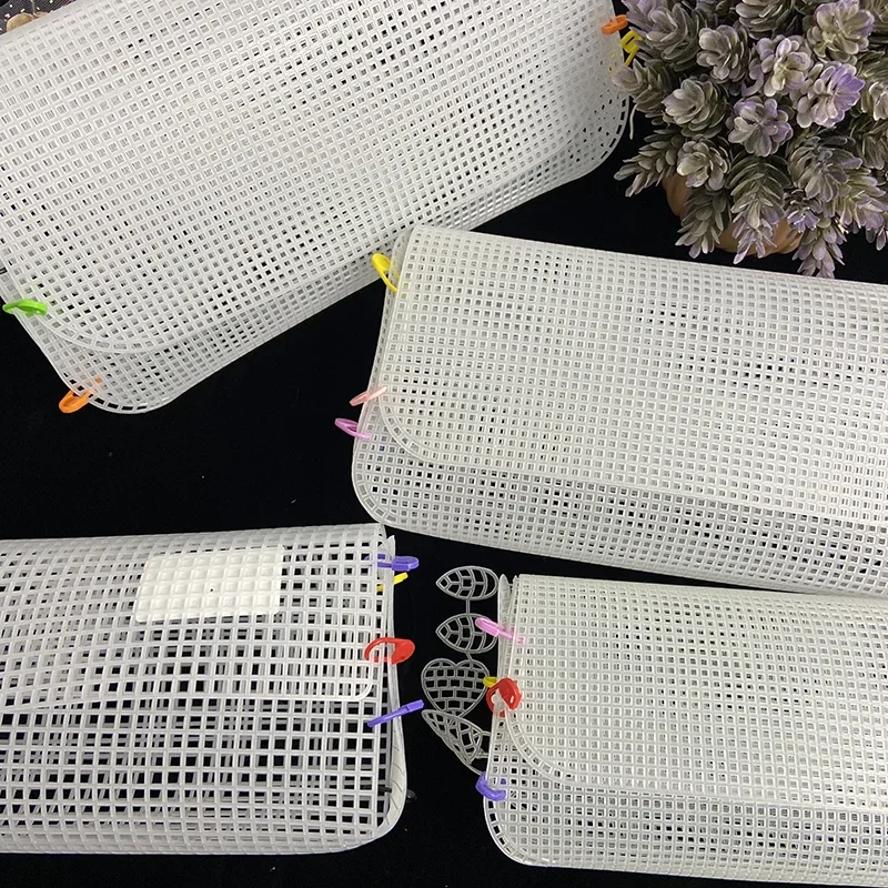 Plastic Mesh Cloth For Bag Making DIY Handcraft Bags Weaving Material Latch Hook Bags Made Plastic Grid Hook Crafts Accessories