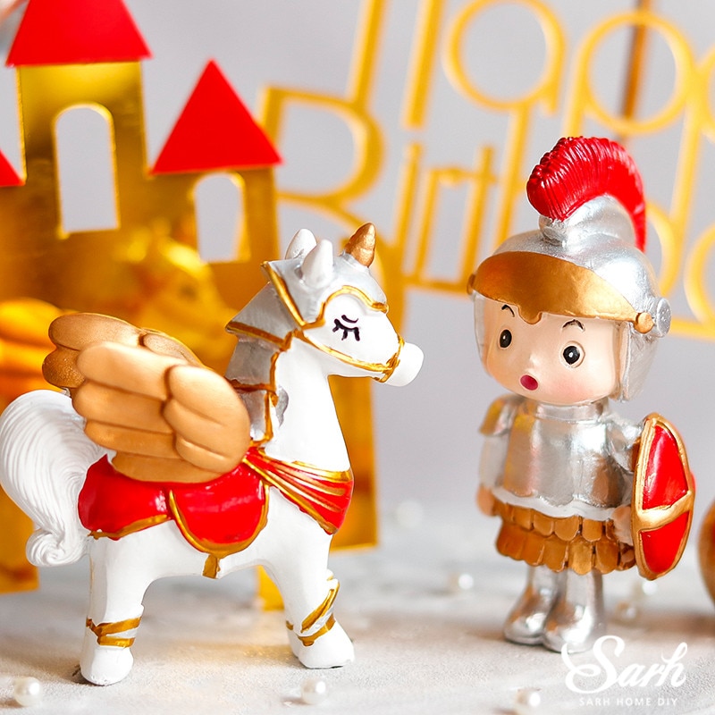 Riddare och pegasus enhörning häst tårt toppers för födelsedagsfest dekoration barn baby shower tillbehör bröllop bakning kärlek