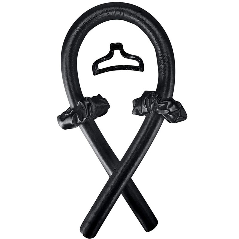 Heatless wijący się pręt pałąk nieopalany loki wstążka wałki robić włosów śpiąca miękka opaska papilotki narzędzia robić stylizacji włosów DIY: czarny