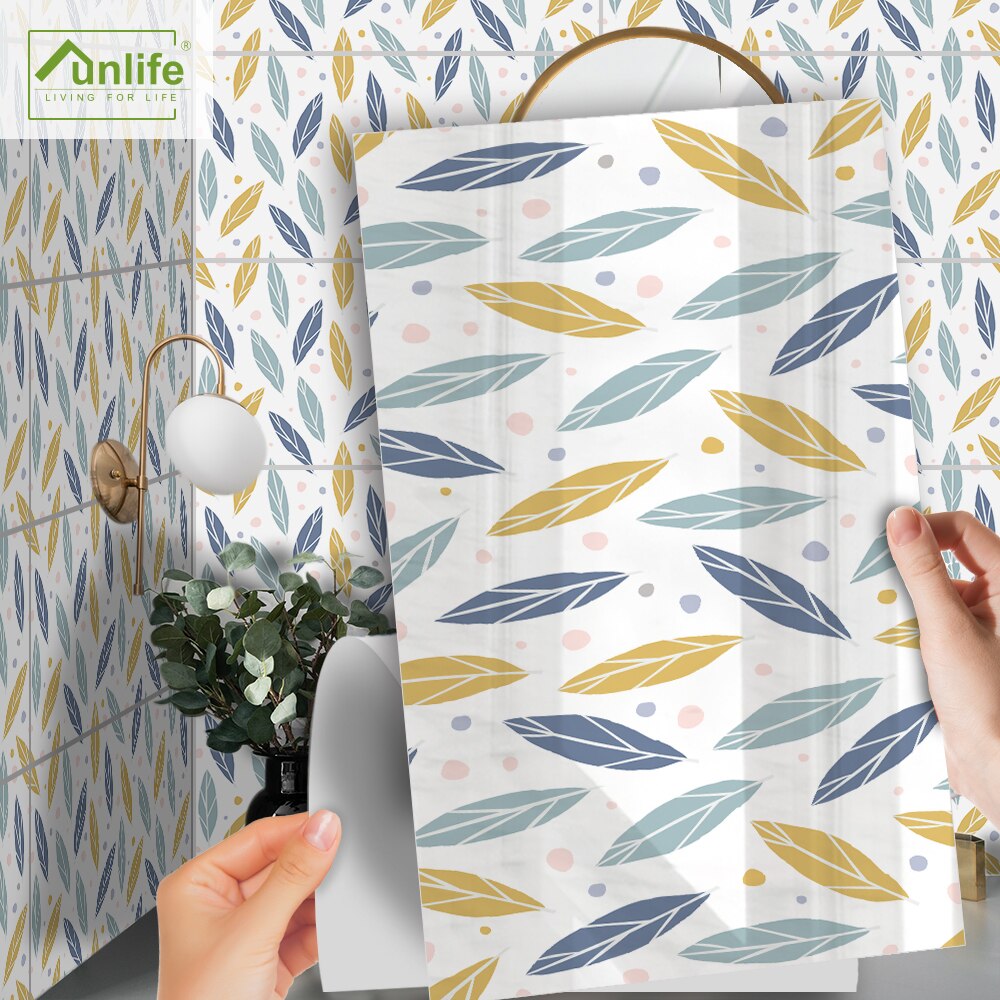 Funlife[r] nouvelle maison series[tm] 30 x 60cm tegnede blade vandtætte backspalsh fliser klistermærke til gulv køkken badeværelse indretning