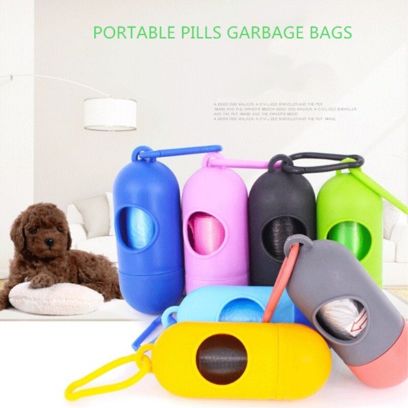 Sac poubelle pour chien avec distributeur de sacs à excréments et Clip de transport comprenant 1 rouleau (15 sacs) sacs anti-fuite respectueux de la terre pour animaux de compagnie