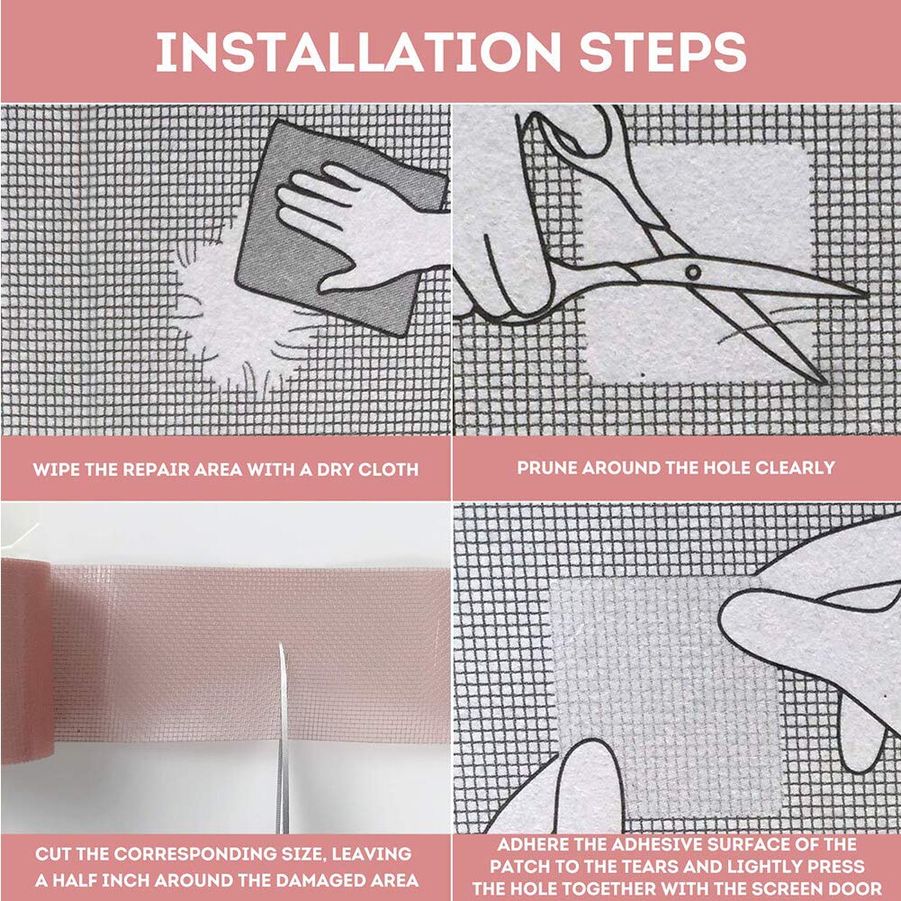 Screen Repair Tape Window Door Waterproof Patch Self-adhesive Super Fix Anti-Insect Door Mosquito Net Mesh Broken Holes Repair