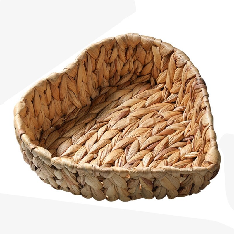 Heart Basket Tray in Heart Shape Braided Seagrass Water Hyacinth: M