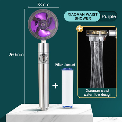 Obrót o 360 ° głowica prysznicowa oszczędne zużycie wody i wysokie ciśnienie słuchawka prysznicowa dysza z mały wentylator ręczny prysznic akcesoria łazienkowe: purpurowy z filter