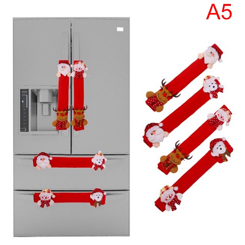Tirador de nevera cubierta de Navidad manoplas para horno o microondas de nevera guantes refrigerador horno cubierta de protección de la decoración de la Navidad: E