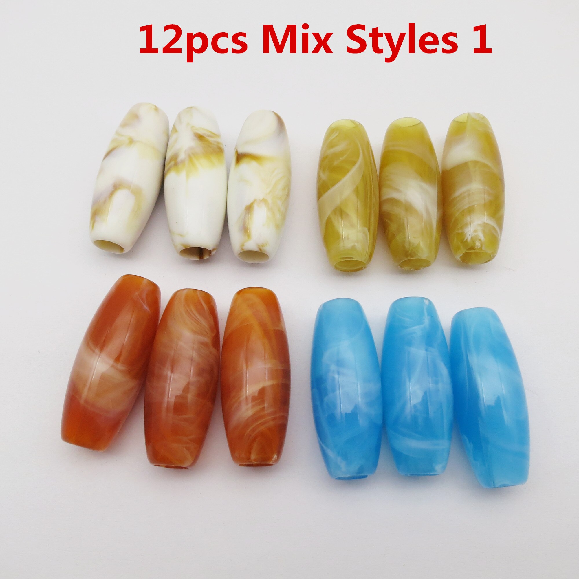 6Pcs/12Pcs Haak Vlechten Acryl Haar Vlecht Dread Baard Dreadlock Kralen Ringen Buis Voor Kinderen Meisjes Vrouwen haar Accessoires: 12pcs Mix Styles 1