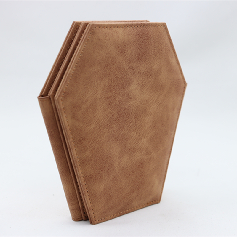 Dark Style Coffin Coin Purse Halloween Pattern Clutch Zipper Wallet PU Leather Trendy Purse: Beige