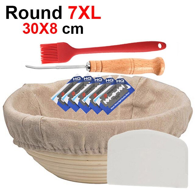 UPORS Natural Bread Proofing Basket Rattan Oval Wicker Sourdough Dough Fermentation Banneton Bread Basket: Round 30X8