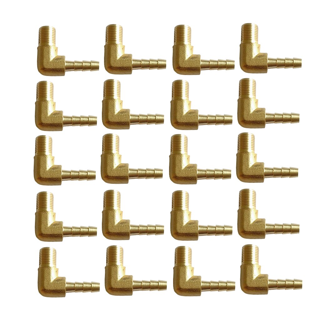 20 Pieces Right Angle Male Hose Connector Barb Air Gas Parts Connector