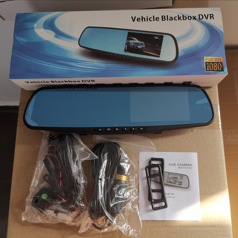 Dash Cam 24H Auto Dvr Dash Camera Achteruitrijcamera Dual Lens 1080P 4.3in Full Hd Cyclus Opname Dash cam Video Recorder Spiegel Dashcam