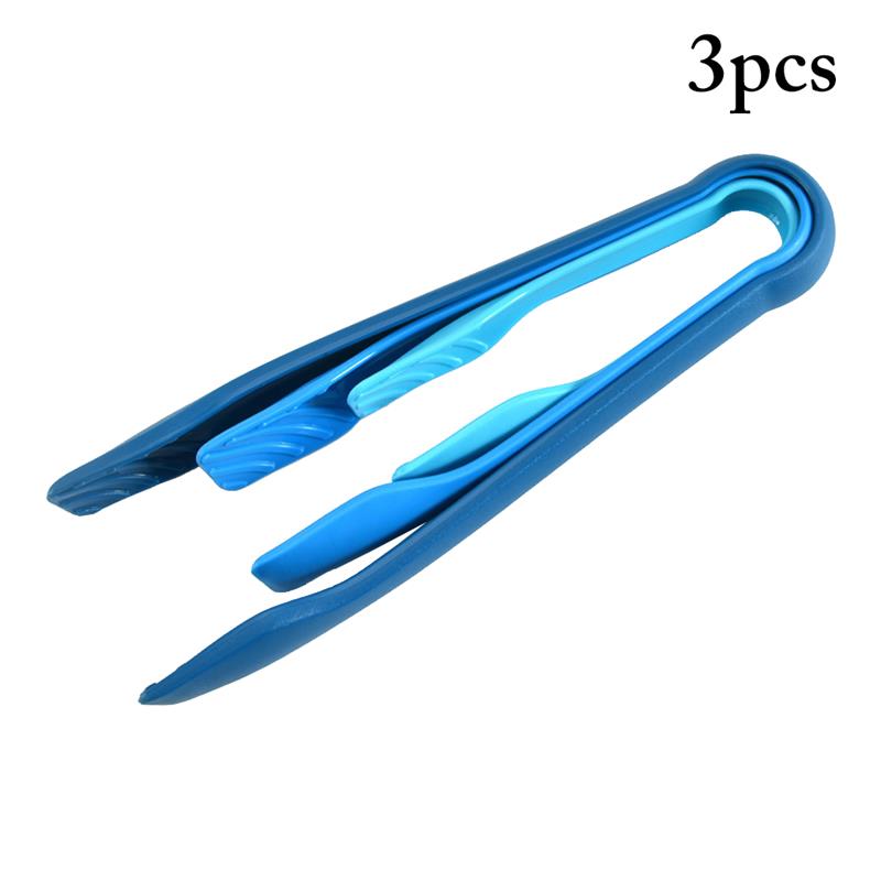 3 Pz/impostato cibo grado Plastica per Alimenti Pinze impostato Antiscivolo Resistente Al Calore Servire Pinze Pinze Da Cucina barbecue Strumenti accessori: blu