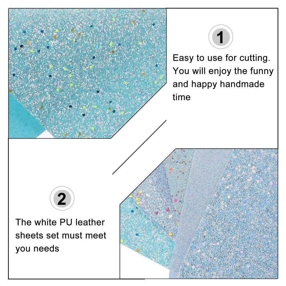 6pcs Blue Series Faux Leather Sheet Synthetic Leather Sheets DIY Materials