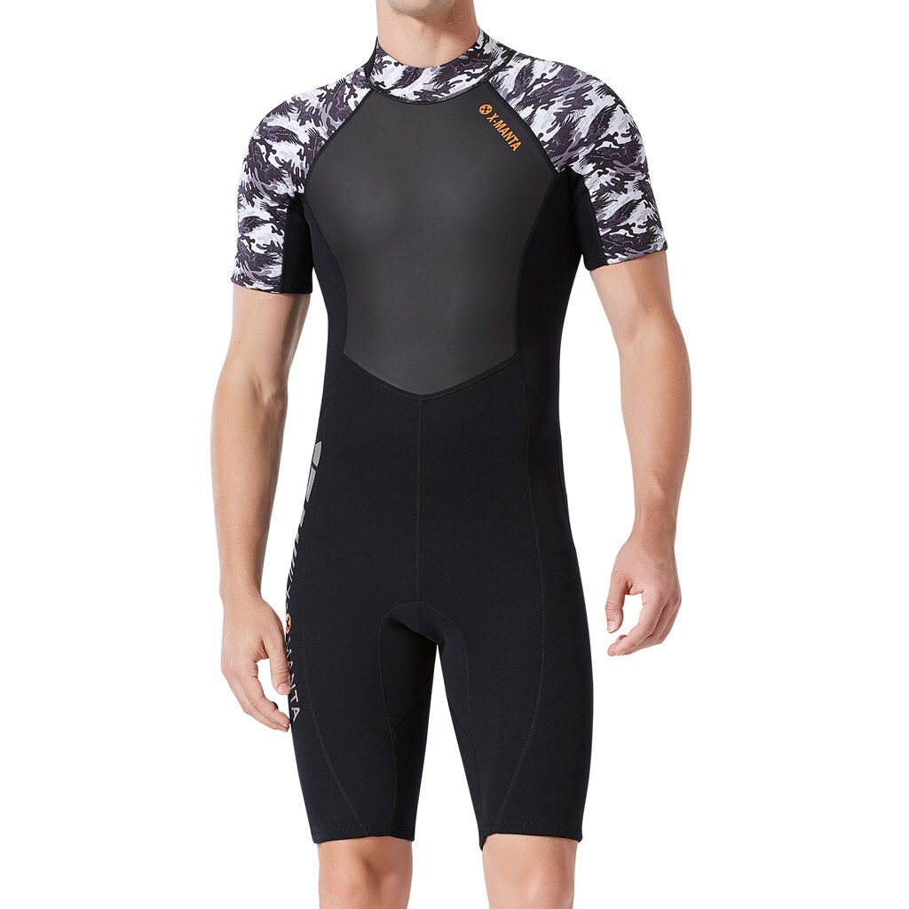 1.5MM Neoprene Men Wetsuit Black Full Body Short Sleeve Diving Surfing Swimwear with Back Zip