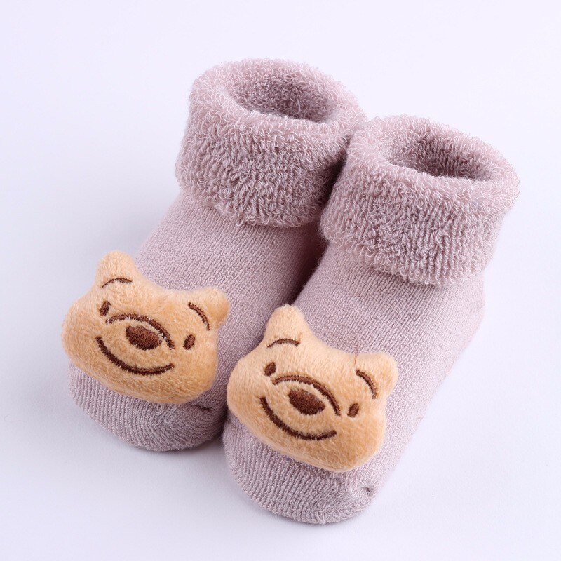 Adorável meias de bebê recém-nascido meias infantil inverno dos desenhos animados animal do bebê menino menina meias infantil da criança anti-deslizamento algodão meia: brown bear