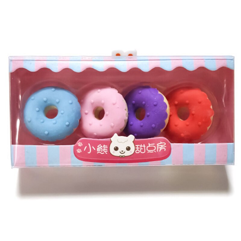Dessert Erasers Set Mini Rabbit Lollipop Icecream Popsicle Donuts Rubber Pencil Eraser for Kids Funny School Student 4pcs: 3