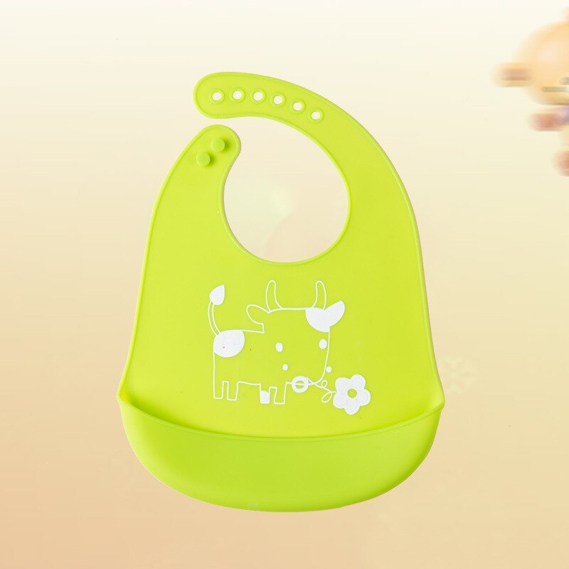 Infant Baby Boys Girls Silicone Waterproof Cute Toddler Bib Washable Roll Up Crumb Catcher Feeding Eating Baby's Bib: Green