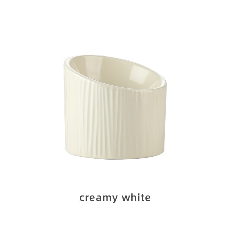 Plato de cerámica antideslizante para gatos y perros, cuenco de agua y comida para cachorros, comederos de animales, producto para mascotas, accesorios # P023: Creamy white