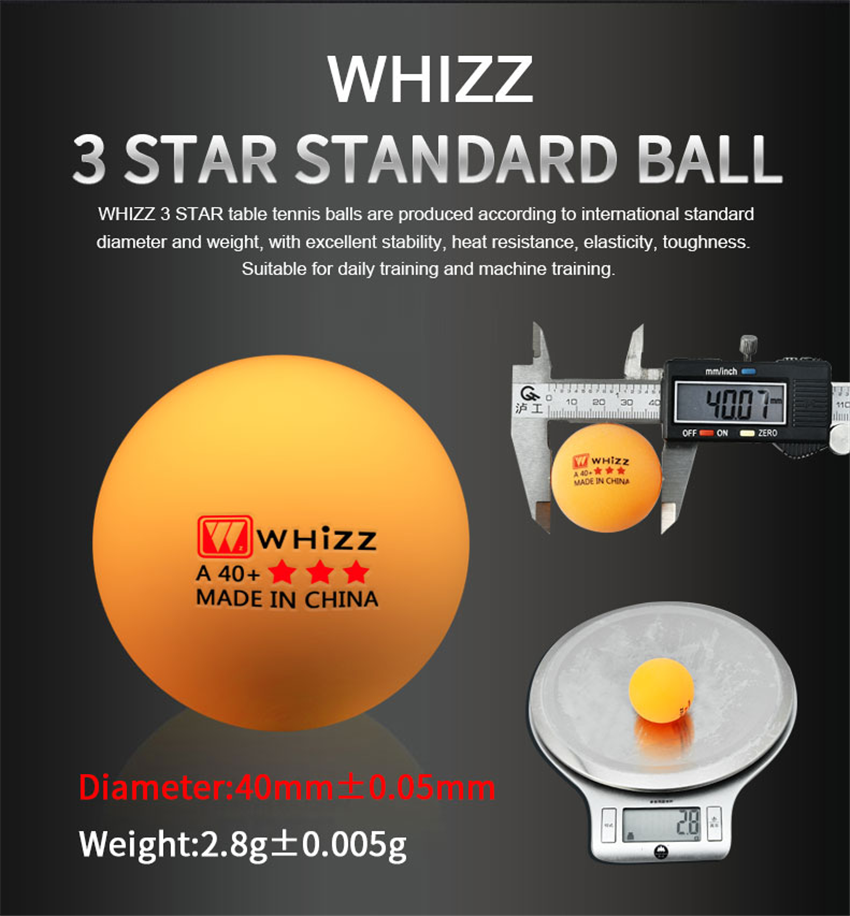 Whizz Pingpong Bal 3 Sterren Concurrentie Training Ballen Materialen Hoge Elasticiteit Ping-Pong Ballen