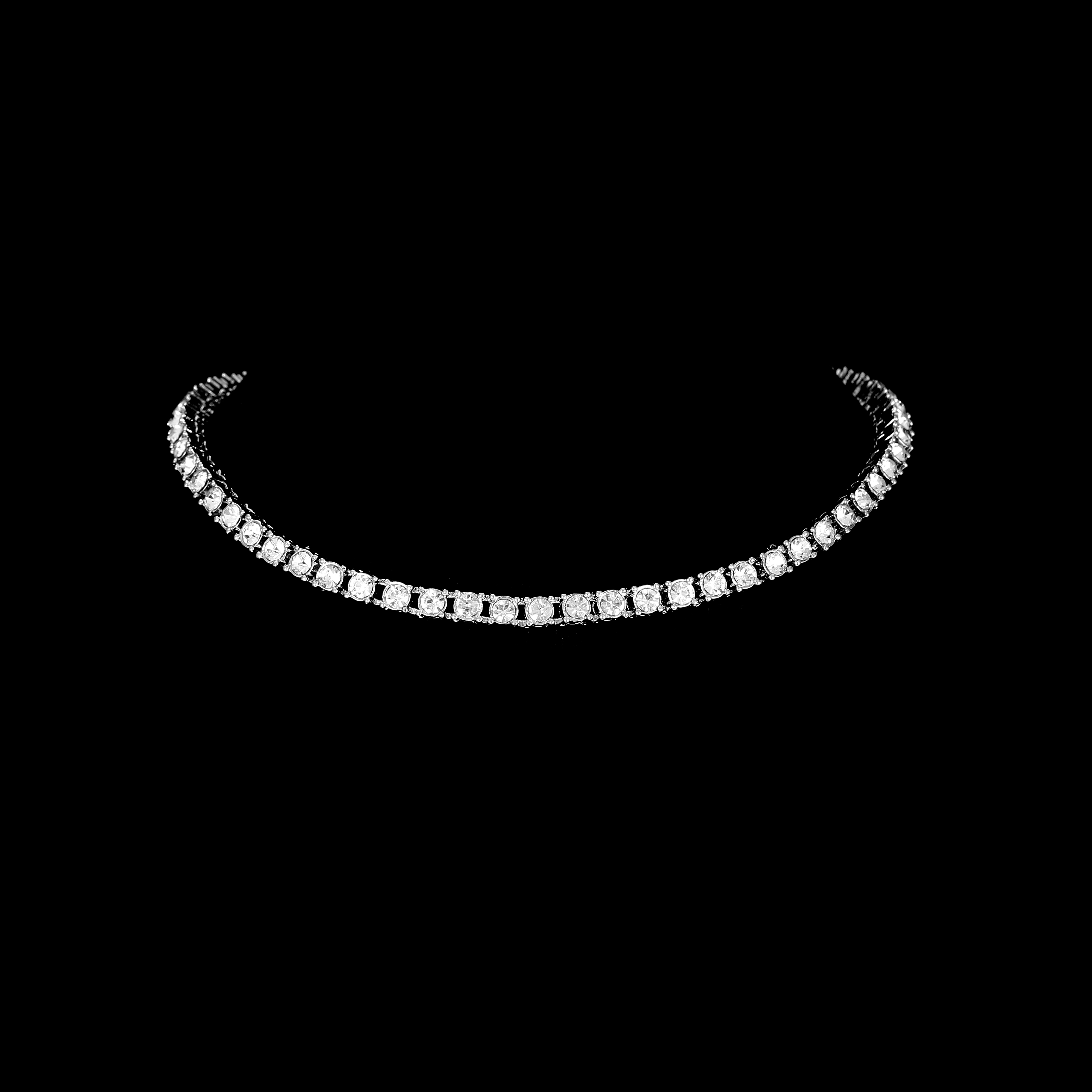 1 row Rhinestone men's hip hop Necklace rap singer Necklace ice tennis chain necklace shiny women's Necklace