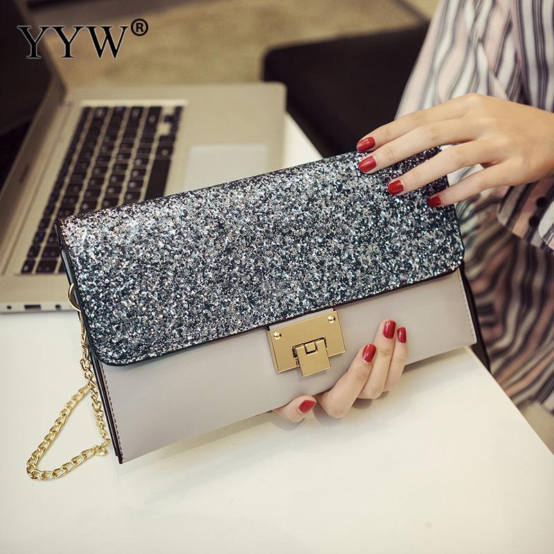 Pink Women Glitter Sequins Envelope Evening Bag Handbag Party Bridal Clutch Purse Large Wedding Sac Pochette Femme