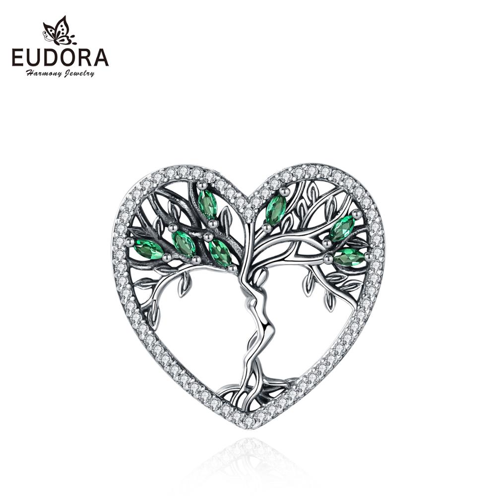 Eudora 925 prata esterlina árvore da vida pingente claro verde cz colares independente liberdade deusa colar feminino jóias d497: only pendant