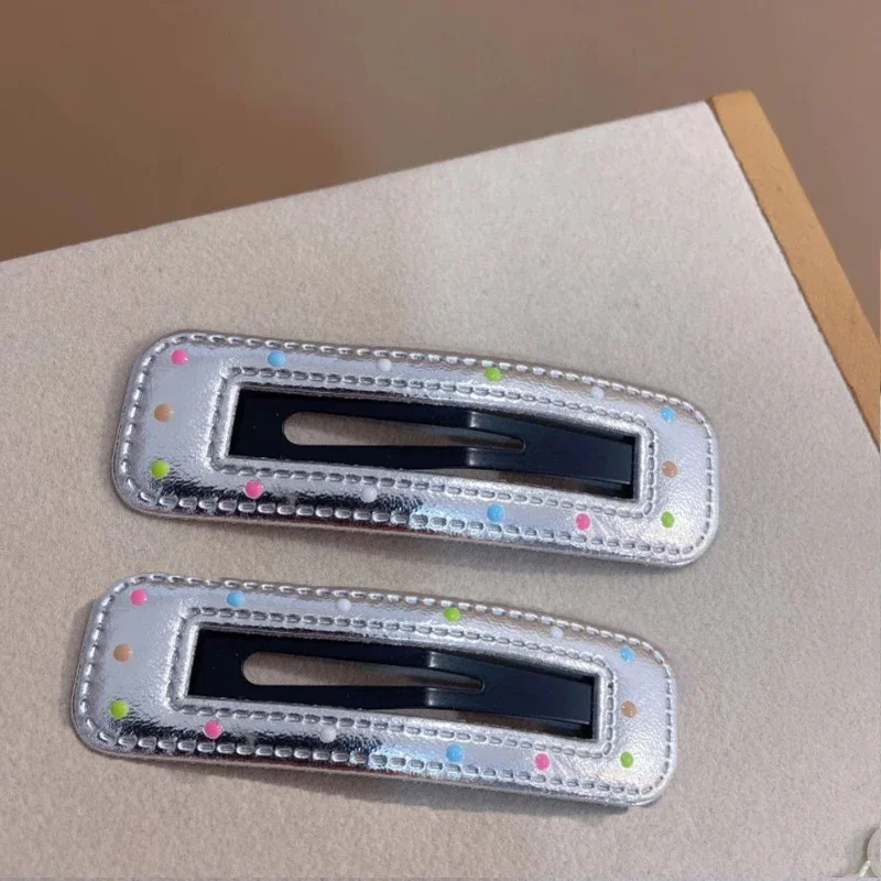 Horquillas plateadas de PU Y2K, pinzas para el cabello de varios estilos, estrellas BB, horquillas con Clip, pasador lateral bonito, accesorios para el cabello para mujer: Azul