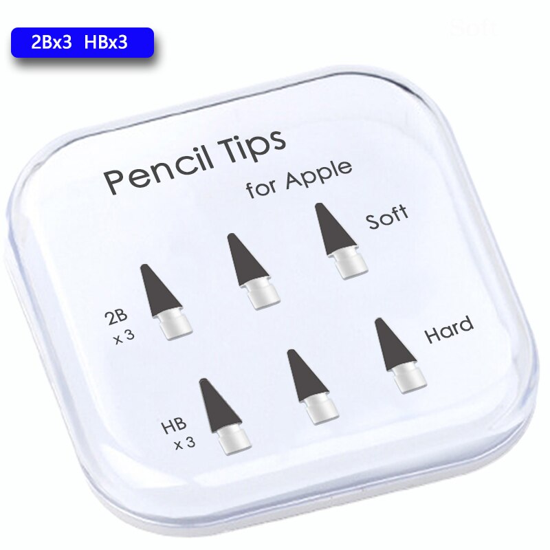 Peilinc Pencil Tips for Apple Pencil 1st / 2nd Generation, 2B Soft Double-Layered iPad Pencil Tip, White &amp; Black Stylus Nib: Black 2Bx3 HBx3