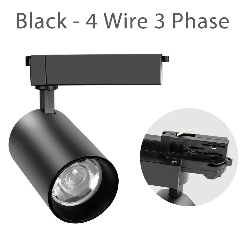 Moderne 35W Cob Led Spoor Licht 2 3 4 Draad Rail Verlichting Systemen Aluminium Plafond Spotlight Keuken Winkel Gang: Black 4 Wire 3 Phase / Warm White