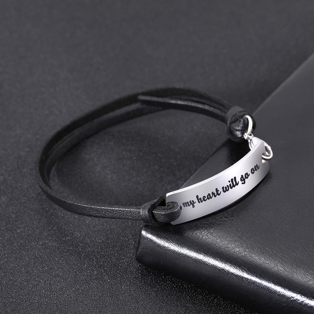 Skyrim-pulsera de cuerda de cuero sintético para hombre, brazalete con palabras inspiradoras de acero inoxidable, color marrón y negro, para amantes y amigos