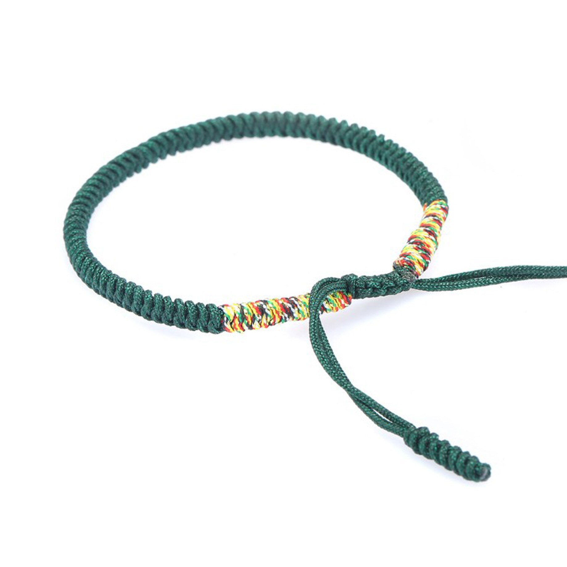 Pulsera budista hecha a mano de la suerte con lazo, el mejor tibetano, joyería para mujer, , 1 unidad, pulsera de hilo rojo de: Green