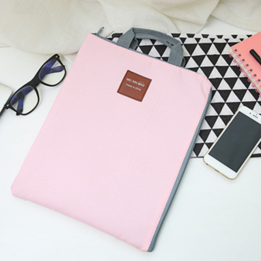 A4 Document Bag Stationery Double Layer with Handle Nylon Organizer Folder School Office Portfolio Portable Zipper File Pocket