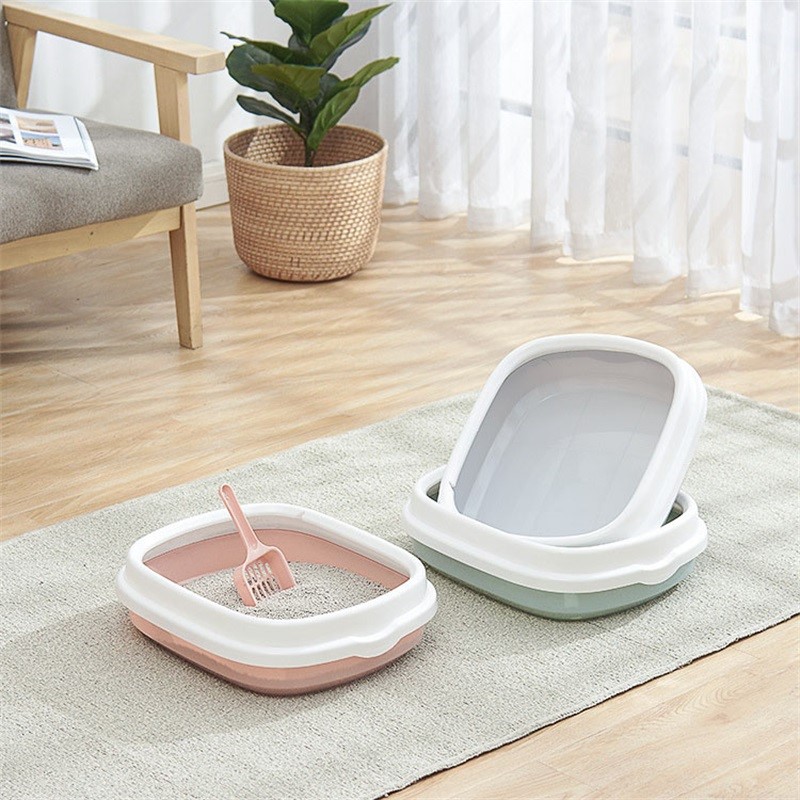 Arenero semicerrado con valla alta, caja de arena para gatos con cuchara para excrementos, estuche de basura para entrenamiento, inodoro antisalpicaduras, orinal para mascotas
